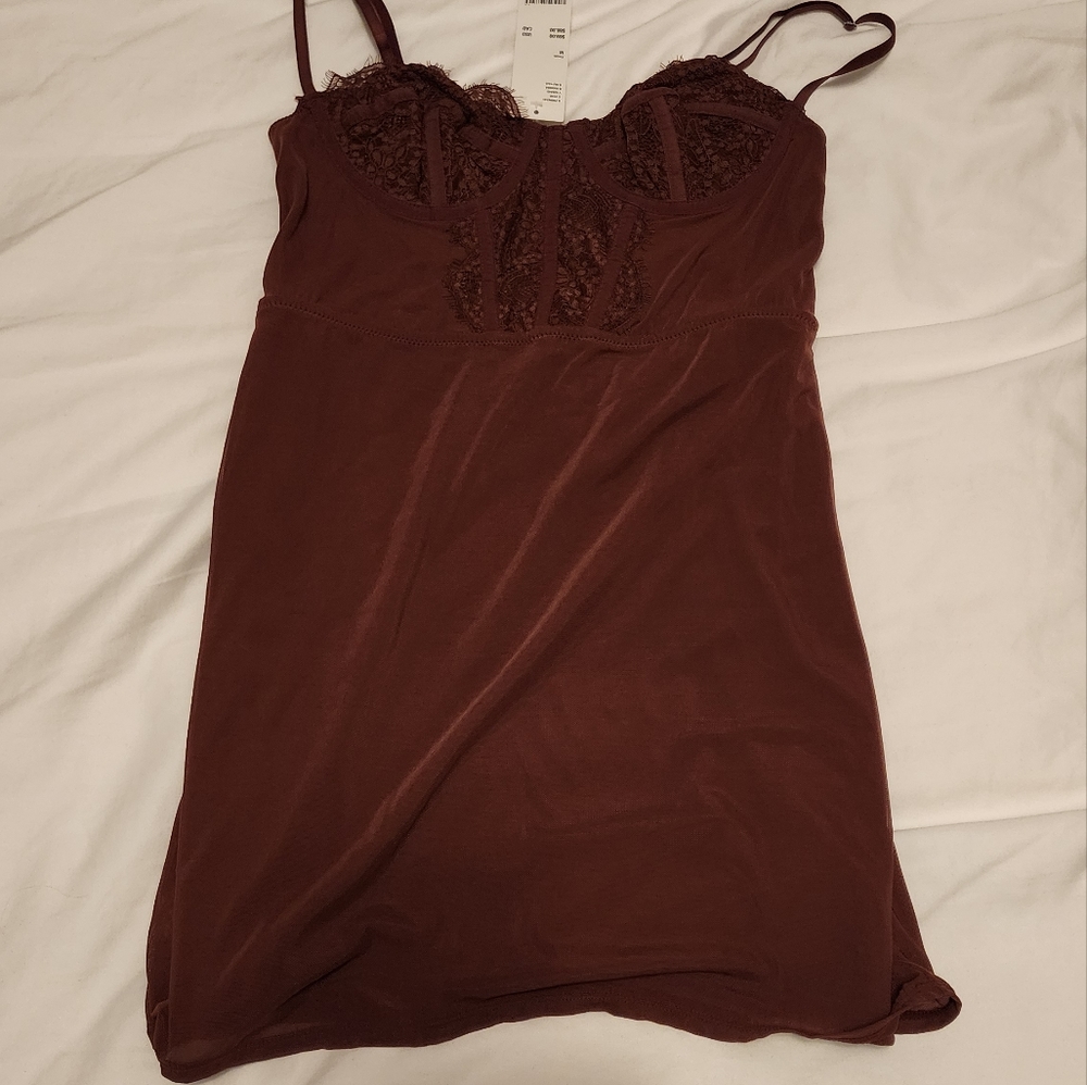 Brown urban outfitters lace bodice dress NWT medium